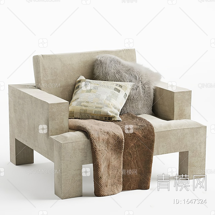 单人沙发3D模型下载【ID:1647324】