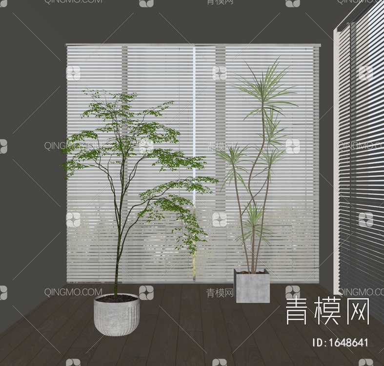 仿生榕树-龙舌兰植物盆栽SU模型下载【ID:1648641】