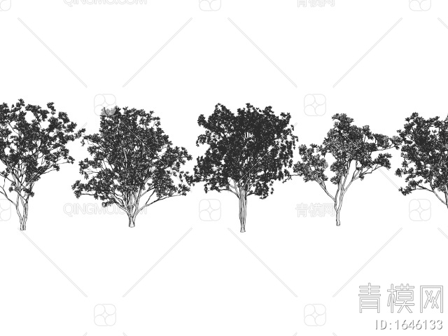 景观树 乔木 行道树 庭院造景树 树木组合3D模型下载【ID:1646133】
