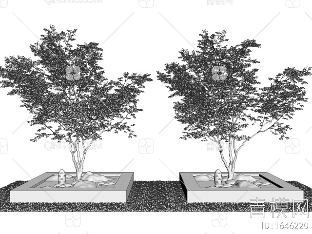 景观树 乔木 景观座椅3D模型下载【ID:1646220】