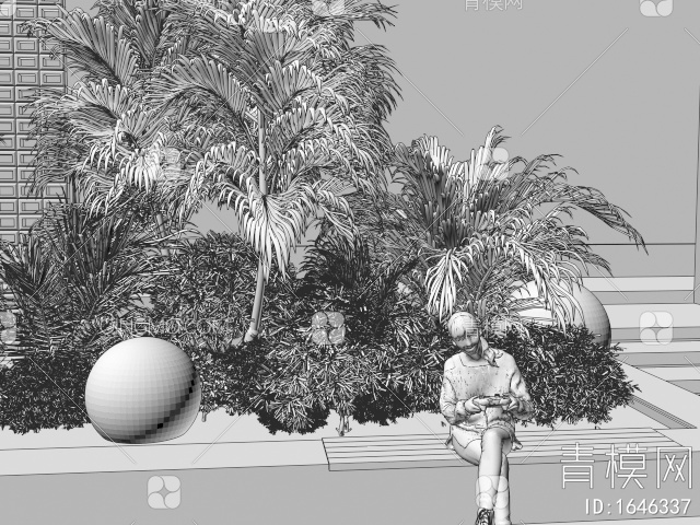 室内景观造景3D模型下载【ID:1646337】