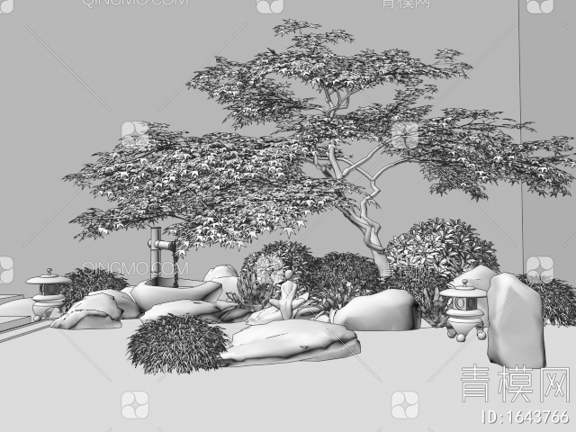 枯山水庭院造景3D模型下载【ID:1643766】