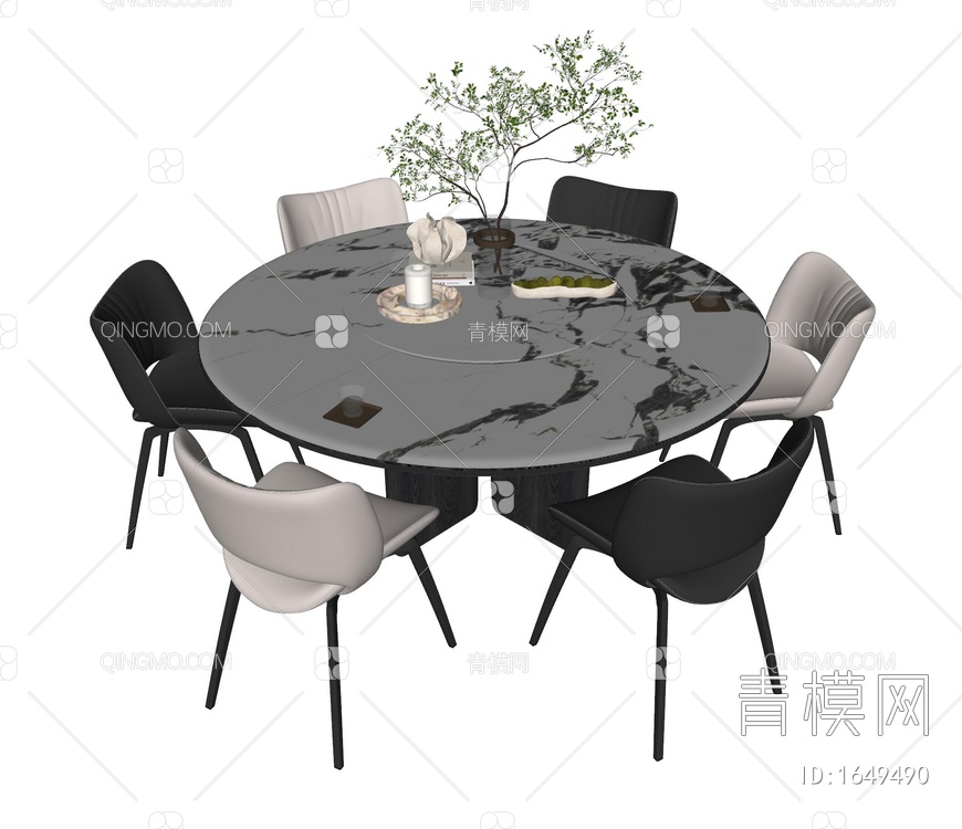 餐桌椅组合SU模型下载【ID:1649490】