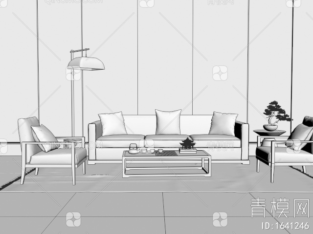 沙发茶几 三人沙发 单人沙发 休闲椅3D模型下载【ID:1641246】