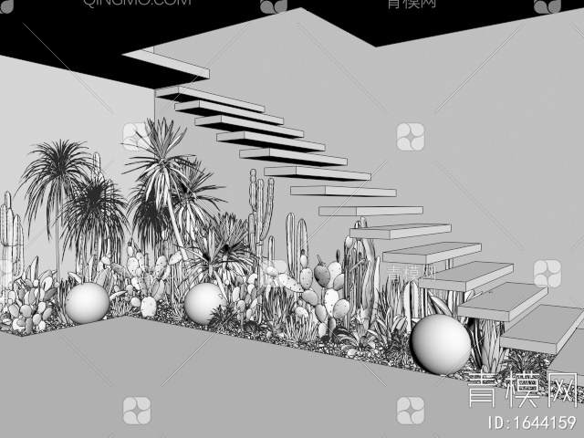 植物堆景观3D模型下载【ID:1644159】