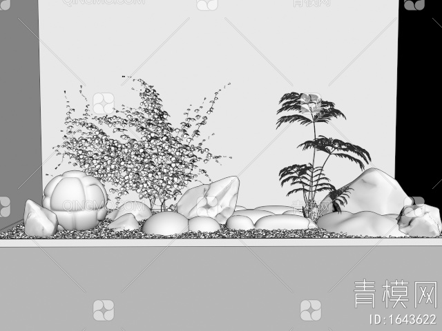 苔藓石头 庭院小品 景观石头 植物景观 爬山虎3D模型下载【ID:1643622】