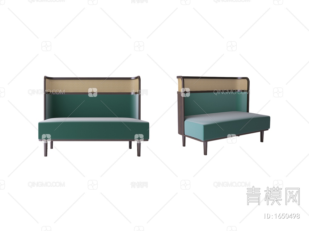 竹编卡座椅，双人卡座椅，竹编卡座，竹编椅3D模型下载【ID:1650498】