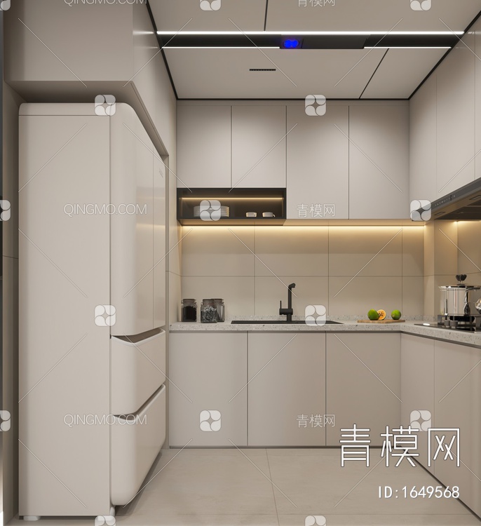 客餐厅 厨房 卫生间 卧室3D模型下载【ID:1649568】
