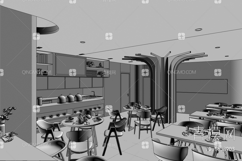 餐厅食堂3D模型下载【ID:1638903】