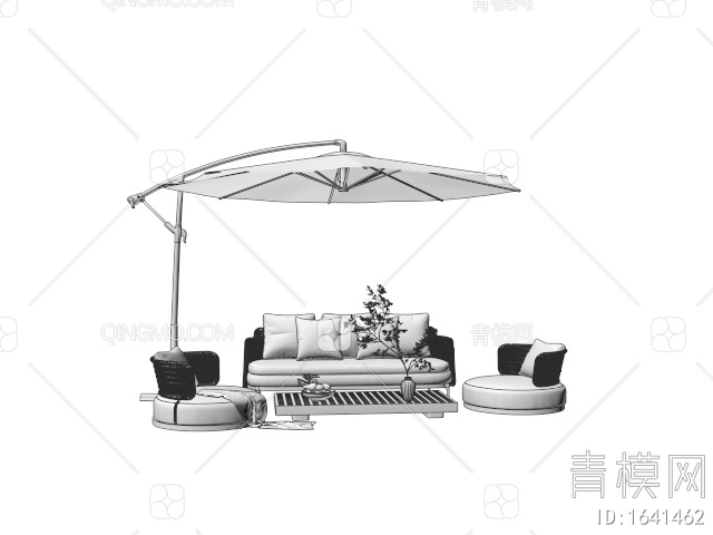 藤编户外沙发 双人沙发 单人沙发 户外椅3D模型下载【ID:1641462】