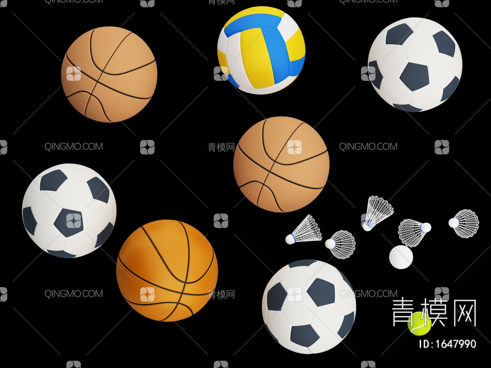 足球 篮球3D模型下载【ID:1647990】