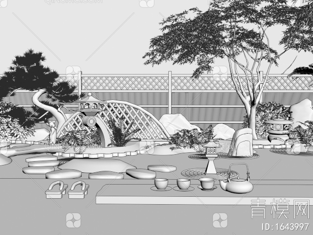 禅意庭院景观3D模型下载【ID:1643997】