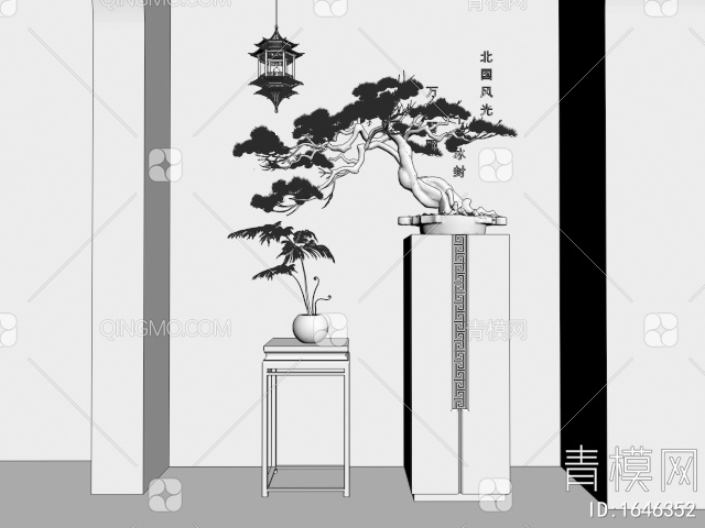 松树盆景 松树盆栽 绿植3D模型下载【ID:1646352】