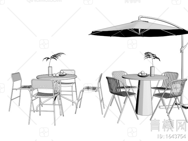 铁艺户外休闲桌椅 商业外摆桌椅 洽谈桌椅 餐桌椅 咖啡桌3D模型下载【ID:1643754】