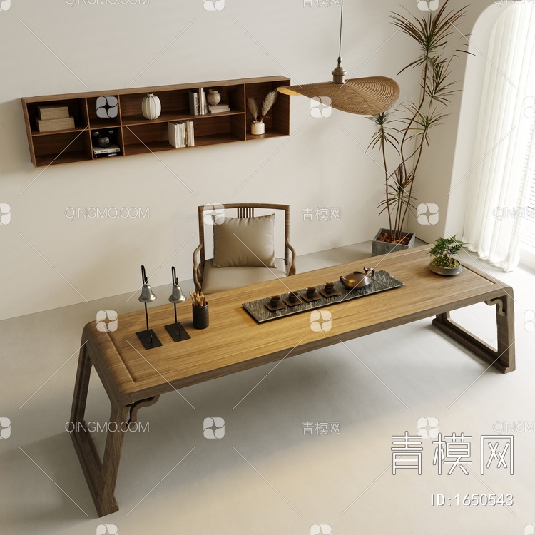 茶桌椅组合SU模型下载【ID:1650543】