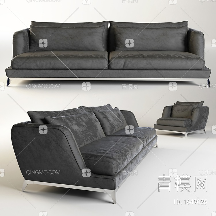 双人沙发 单椅3D模型下载【ID:1649025】