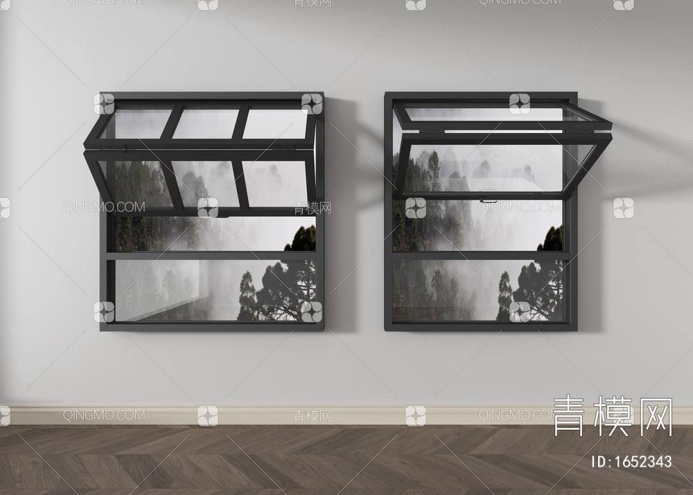 铝合金窗折叠窗3D模型下载【ID:1652343】