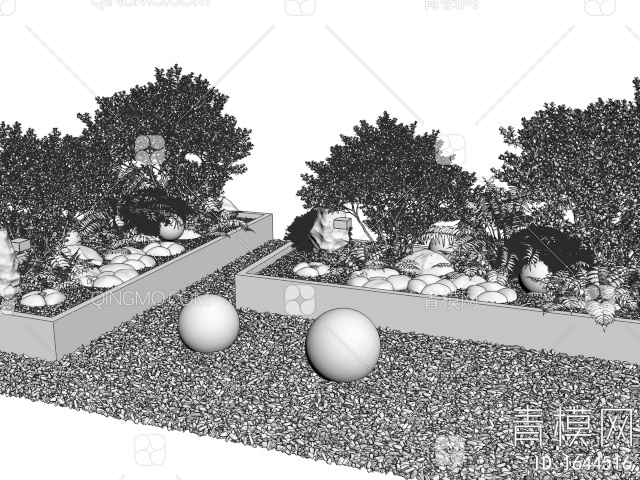 植物组合 植物堆 植物盆栽 灌木 乔木3D模型下载【ID:1644516】