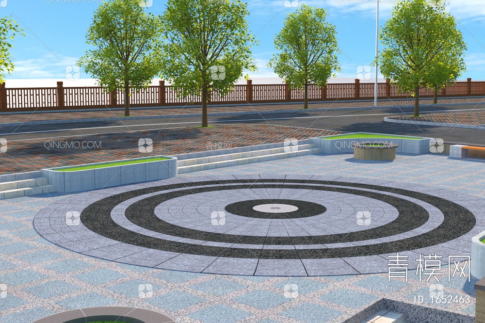 公园河堤护栏3D模型下载【ID:1652463】