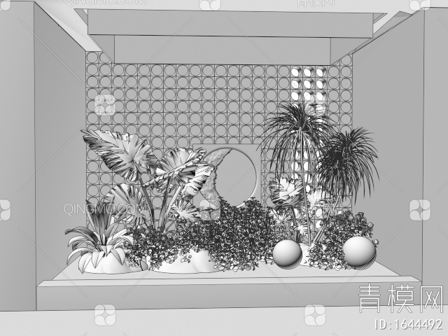 植物组合 植物堆 花境 花草 室内植物造景 美人蕉3D模型下载【ID:1644492】