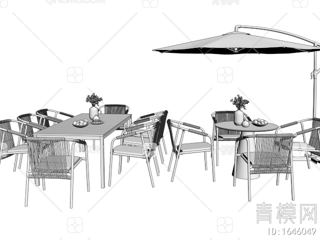 户外桌椅 休闲桌椅 藤编户外椅 庭院桌椅 洽谈桌椅3D模型下载【ID:1646049】