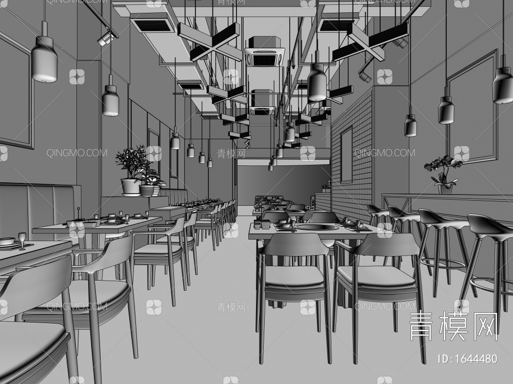健康 绿色 轻食 快餐厅3D模型下载【ID:1644480】