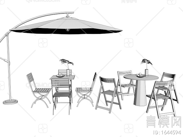 户外休闲桌椅 咖啡厅外摆桌椅 庭院户外桌椅3D模型下载【ID:1644594】