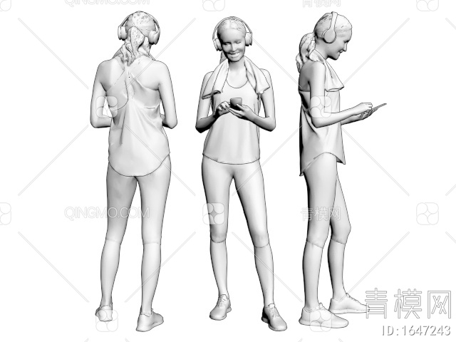 运动女性人物3D模型下载【ID:1647243】