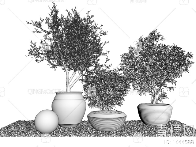 植物盆栽 灌木 绿植 花盆3D模型下载【ID:1644588】