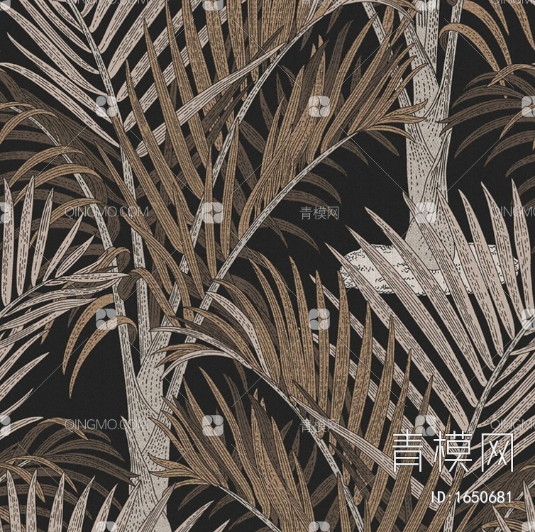 现代植物壁纸，现代植物壁画贴图下载【ID:1650681】