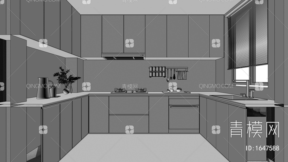 封闭式厨房3D模型下载【ID:1647588】