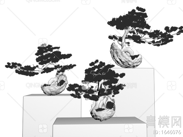 松树盆景 松树盆栽 造型松3D模型下载【ID:1646076】