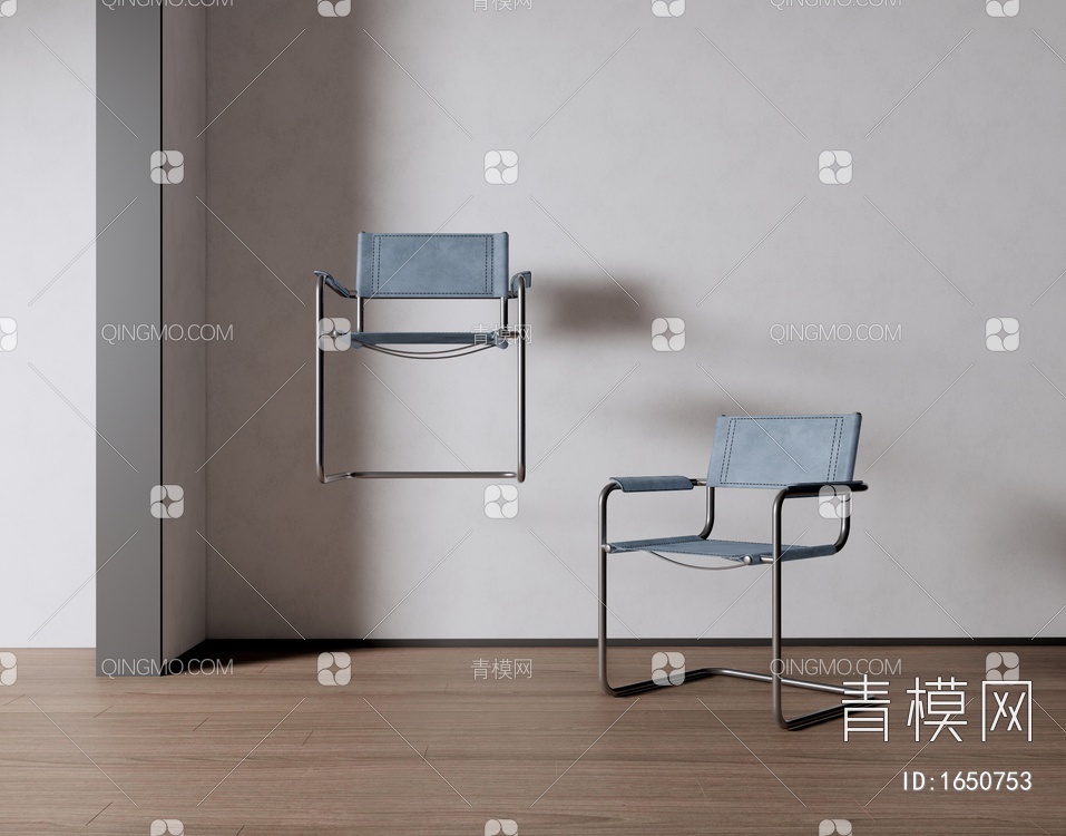 皮质金属餐椅 单椅 休闲椅SU模型下载【ID:1650753】