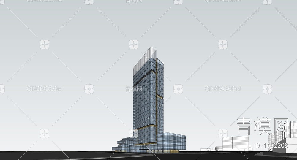 超高层办公楼  总部办公SU模型下载【ID:1652208】