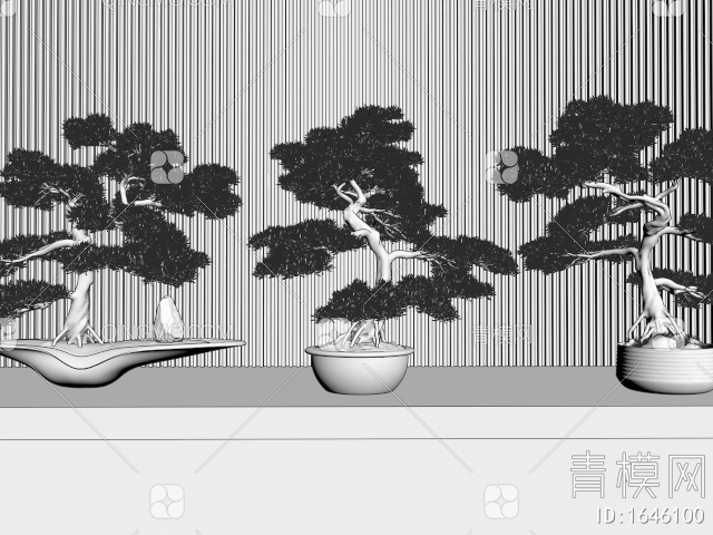 松树盆景 松树盆栽 庭院造景松树 景观树 乔木3D模型下载【ID:1646100】
