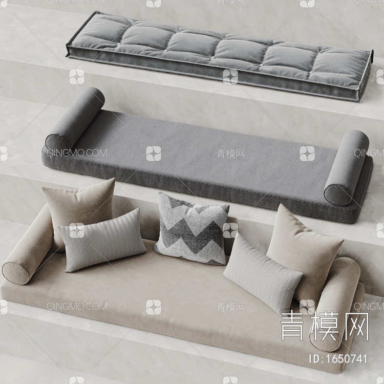 沙发垫 坐垫 飘窗垫SU模型下载【ID:1650741】