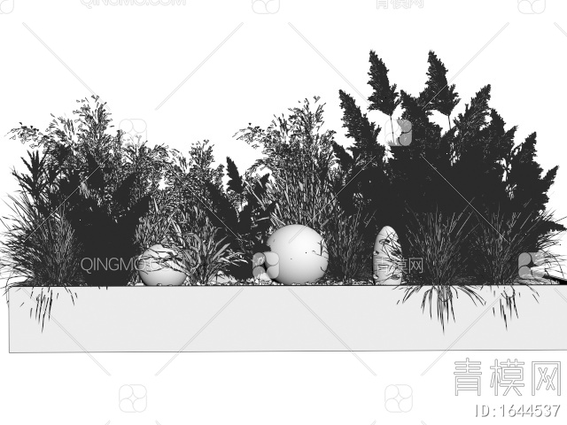 植物盆栽 芦苇植物 植物堆 花境 花草3D模型下载【ID:1644537】