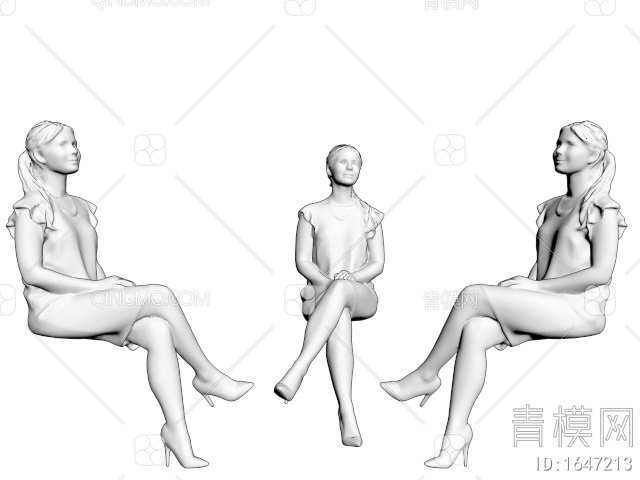 时尚美女人物3D模型下载【ID:1647213】