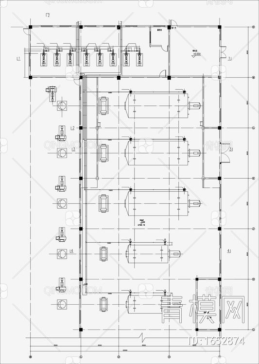 大型燃气导热油炉cad施工设计图【ID:1652874】