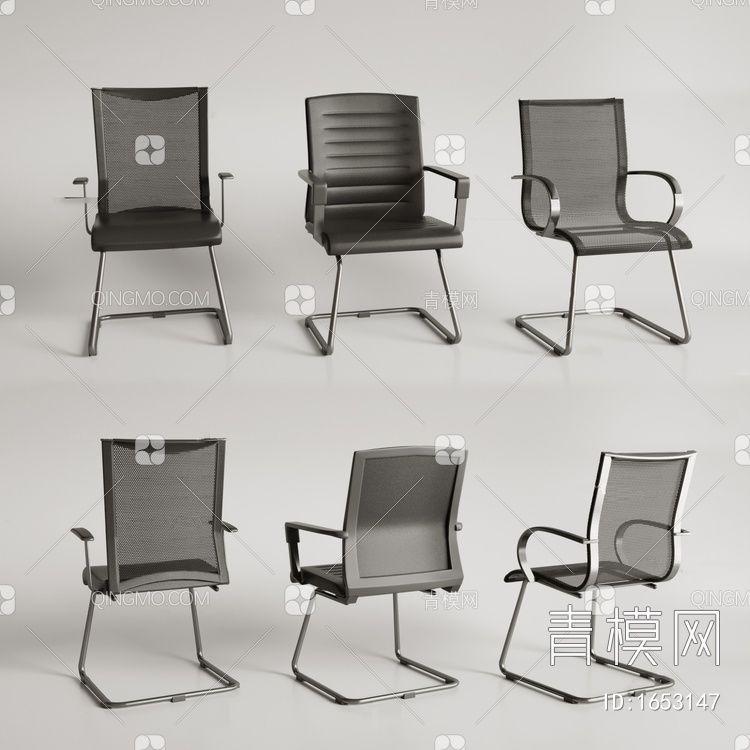 职员椅 办公椅 会议椅 班前椅3D模型下载【ID:1653147】