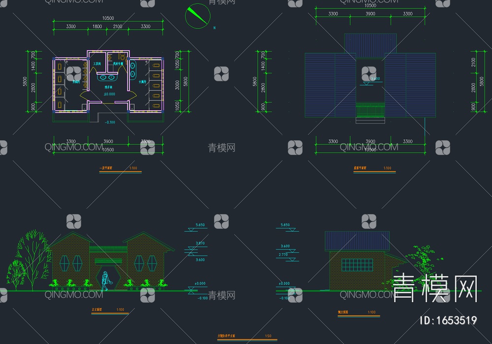 120套公共卫生间厕所CAD施工图【ID:1653519】