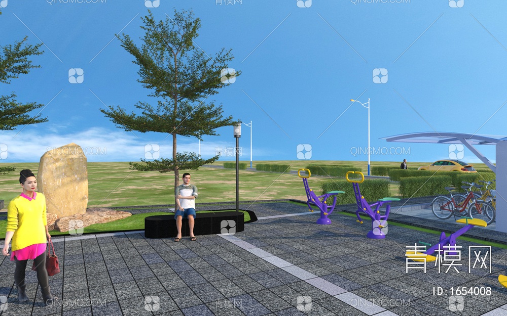 公园休闲运动场3D模型下载【ID:1654008】