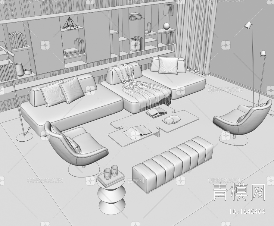 Minotti沙发茶几组合3D模型下载【ID:1645464】