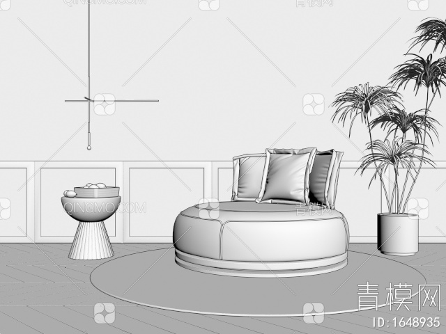 单人沙发3D模型下载【ID:1648935】