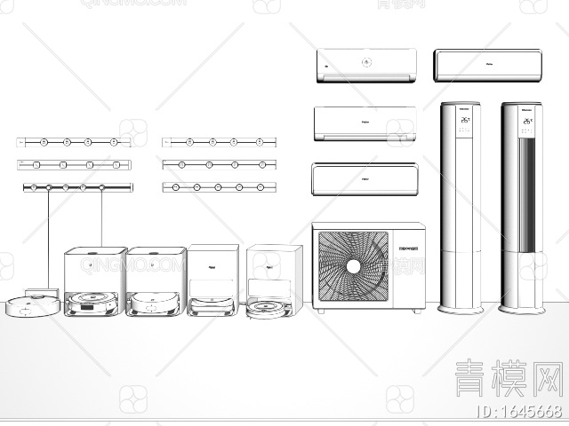 空调 扫地机器人 插座3D模型下载【ID:1645668】