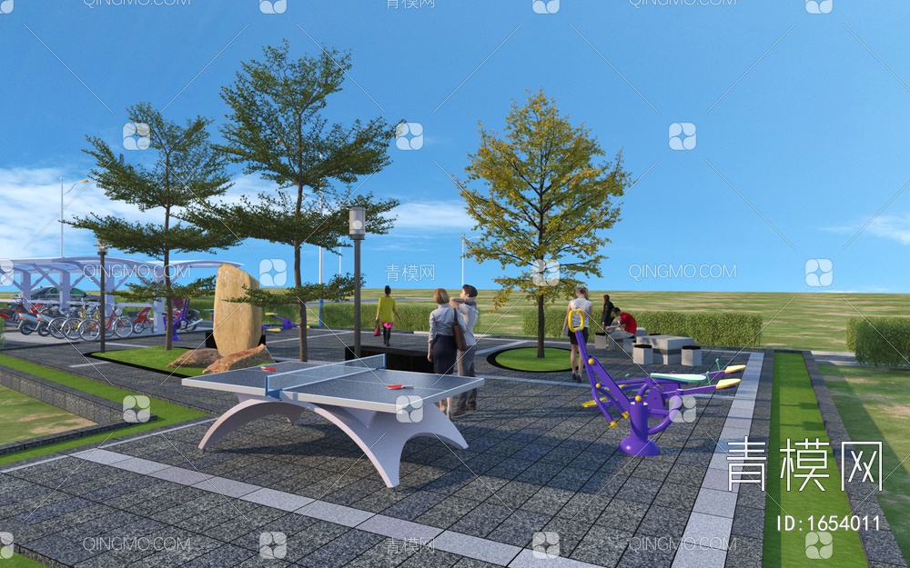 公园休闲运动场3D模型下载【ID:1654011】