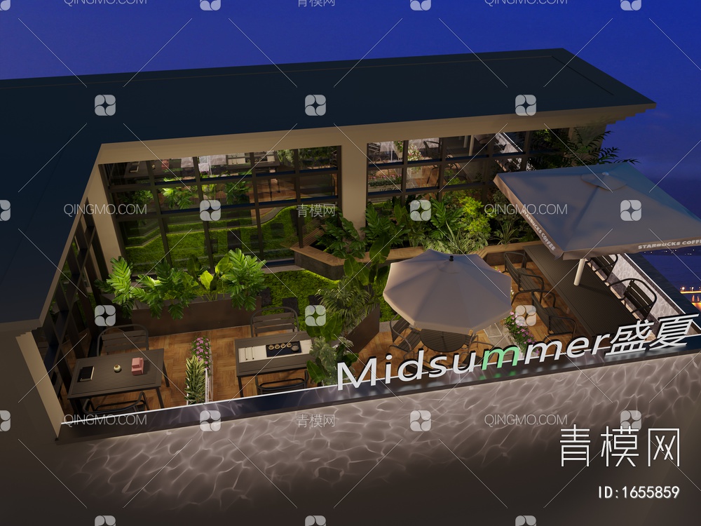 景观，庭院，鸟瞰，水波纹灯3D模型下载【ID:1655859】