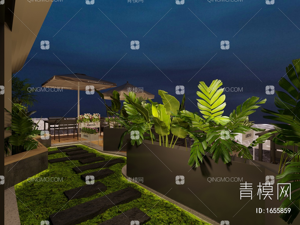 景观，庭院，鸟瞰，水波纹灯3D模型下载【ID:1655859】