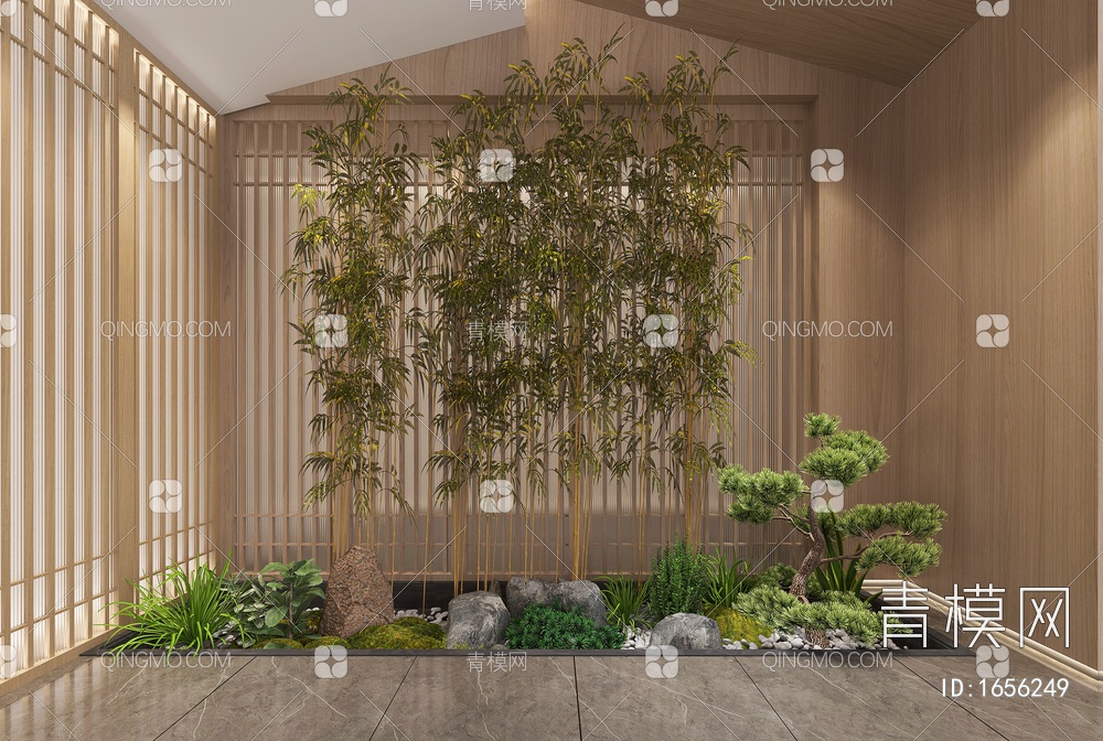 植物绿植景观 竹子 石头摆件3D模型下载【ID:1656249】