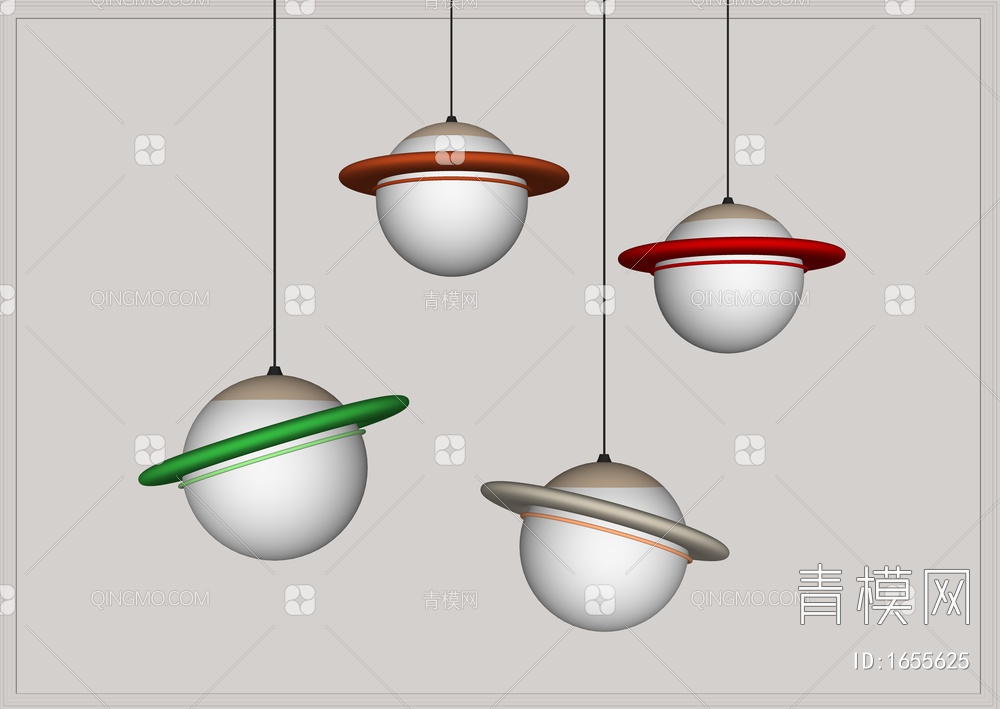 奶油风星球吊灯SU模型下载【ID:1655625】